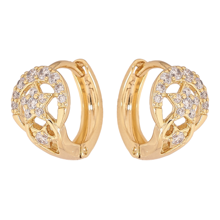 Сережки Xuping колір Позолота 14K колечка "Візерунок з кристалами" фото №10 Сережки Xuping колір Позолота 14K колечка "Візерунок з кристалами" фото №10
