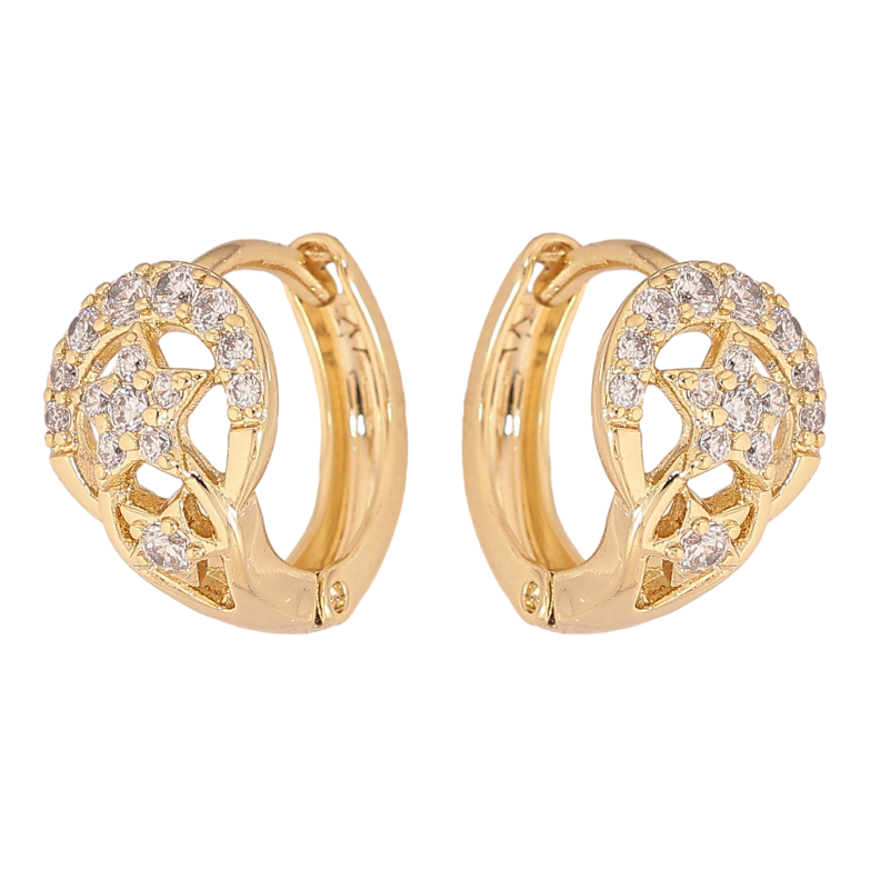 Сережки Xuping колір Позолота 14K колечка "Візерунок з кристалами" фото №8 Сережки Xuping колір Позолота 14K колечка "Візерунок з кристалами" фото №8