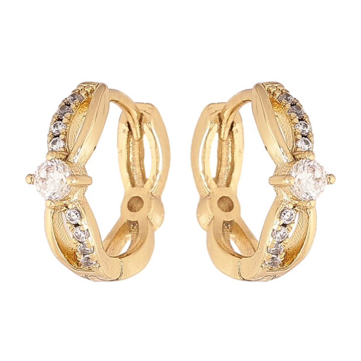 Сережки Xuping колір Позолота 14K колечка "Візерунок з кристалами" фото №11 Сережки Xuping колір Позолота 14K колечка "Візерунок з кристалами" фото №11