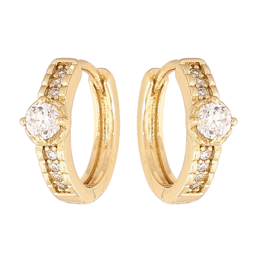 Сережки Xuping колір Позолота 14K колечка "Візерунок з кристалами" фото №1