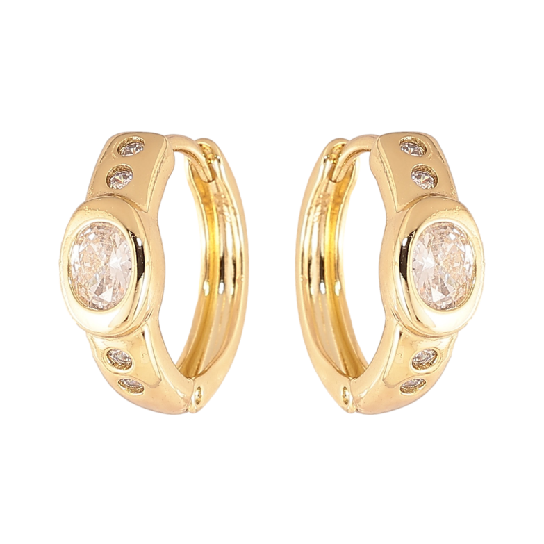 Сережки Xuping колір Позолота 14K колечка "Візерунок з кристалами" фото №2 Сережки Xuping колір Позолота 14K колечка "Візерунок з кристалами" фото №2