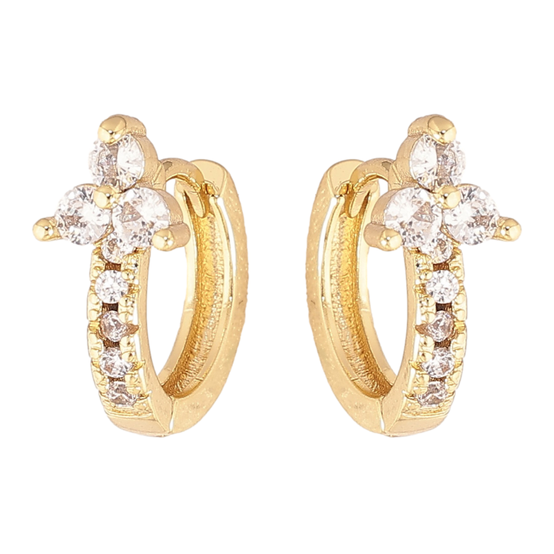 Сережки Xuping колір Позолота 14K колечка "Візерунок з кристалами" фото №3 Сережки Xuping колір Позолота 14K колечка "Візерунок з кристалами" фото №3
