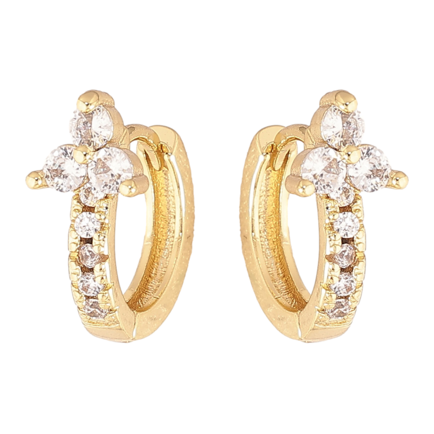 Сережки Xuping колір Позолота 14K колечка "Візерунок з кристалами" фото №1 Сережки Xuping колір Позолота 14K колечка "Візерунок з кристалами" фото №1