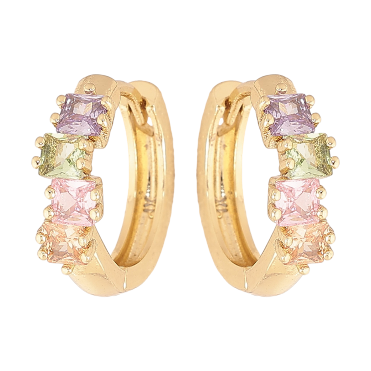 Сережки Xuping колір Позолота 14K колечка "Доріжки кольорових кристалів" фото №20