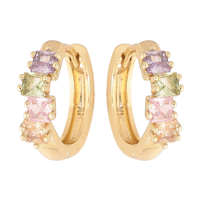 Серьги Xuping цвет Позолота 14K колечки "Дорожки цветных кристаллов" фото №1 Серьги Xuping цвет Позолота 14K колечки "Дорожки цветных кристаллов" фото №1