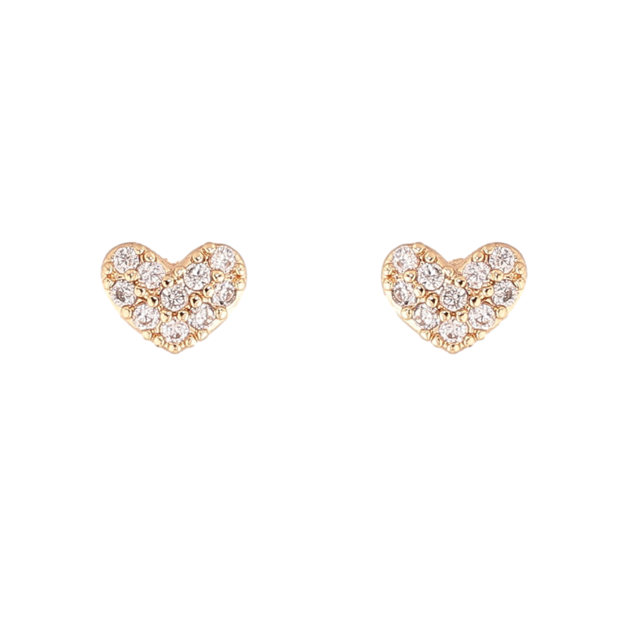 Сережки Xuping колір Позолота 14K пусети "Сердечки з кристалами" фото №1 Сережки Xuping колір Позолота 14K пусети "Сердечки з кристалами" фото №1