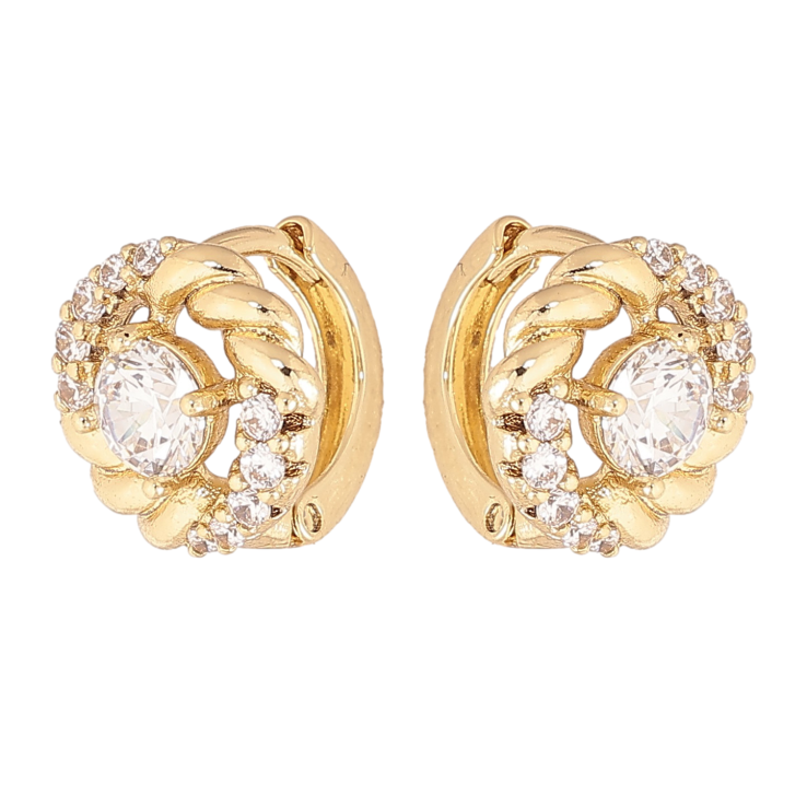 Сережки Xuping колір Позолота 14K колечка "Візерунок з кристалами" фото №14