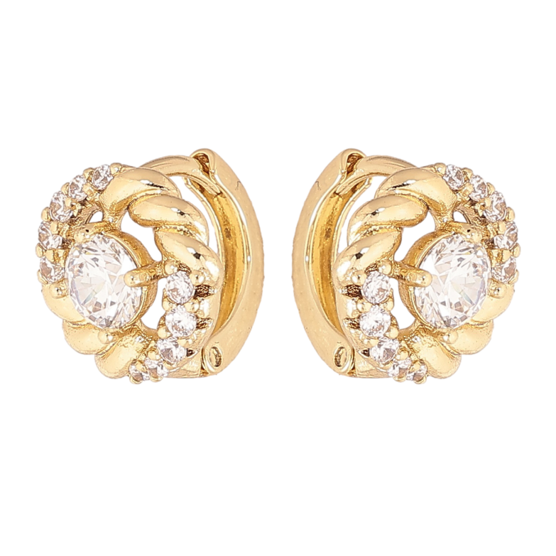 Сережки Xuping колір Позолота 14K колечка "Візерунок з кристалами" фото №9