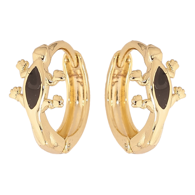 Сережки Xuping колір Позолота 14K колечка "Ящірка з чорною емаллю" фото №22