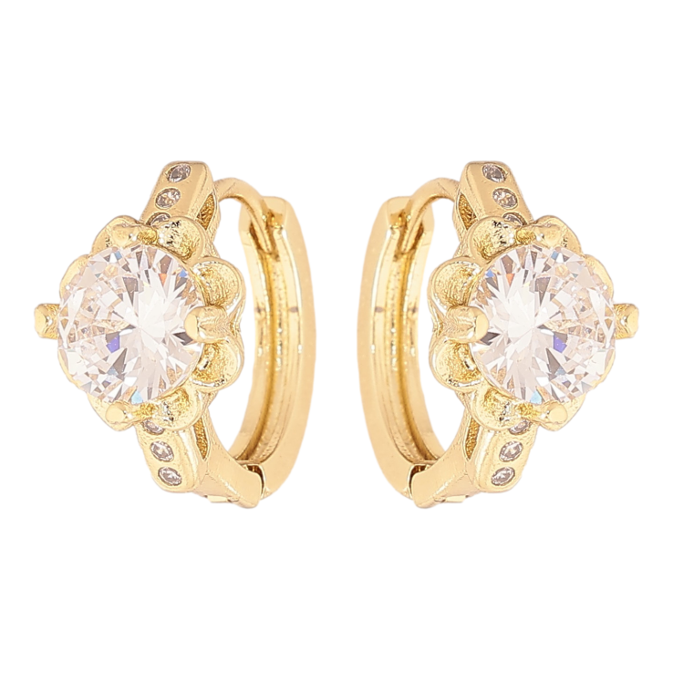 Сережки Xuping колір Позолота 14K колечка "Квіточки з кристалами" фото №3 Сережки Xuping колір Позолота 14K колечка "Квіточки з кристалами" фото №3