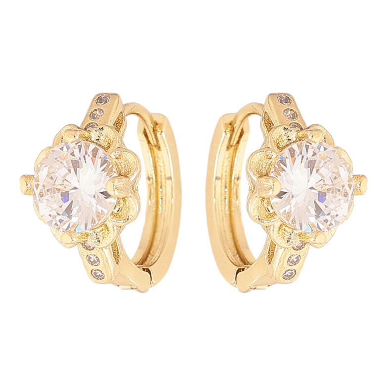 Сережки Xuping колір Позолота 14K колечка "Квіточки з кристалами" фото №2 Сережки Xuping колір Позолота 14K колечка "Квіточки з кристалами" фото №2