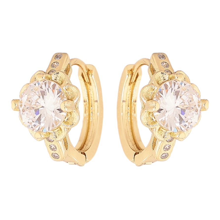 Сережки Xuping колір Позолота 14K колечка "Квіточки з кристалами" фото №1 Сережки Xuping колір Позолота 14K колечка "Квіточки з кристалами" фото №1