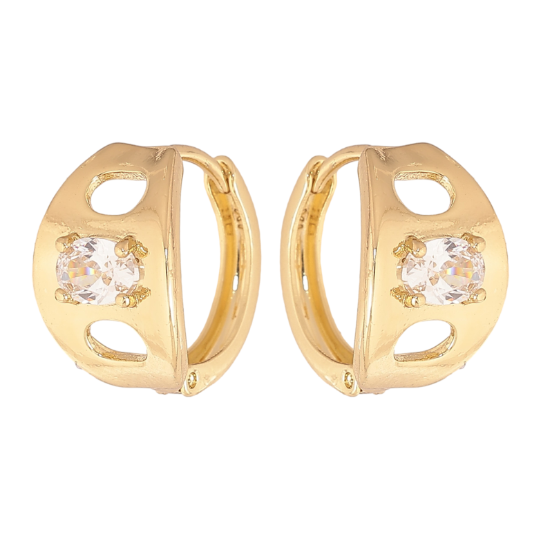 Сережки Xuping колір Позолота 14K колечка "Візерунок з кристалом" фото №3