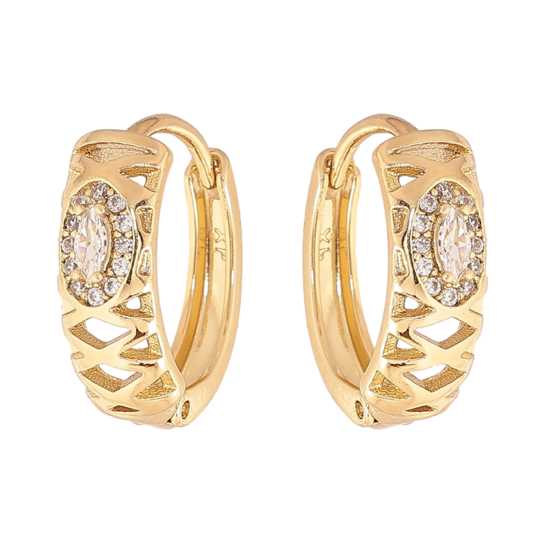 Сережки Xuping колір Позолота 14K колечка "Візерунок з кристалами" фото №2