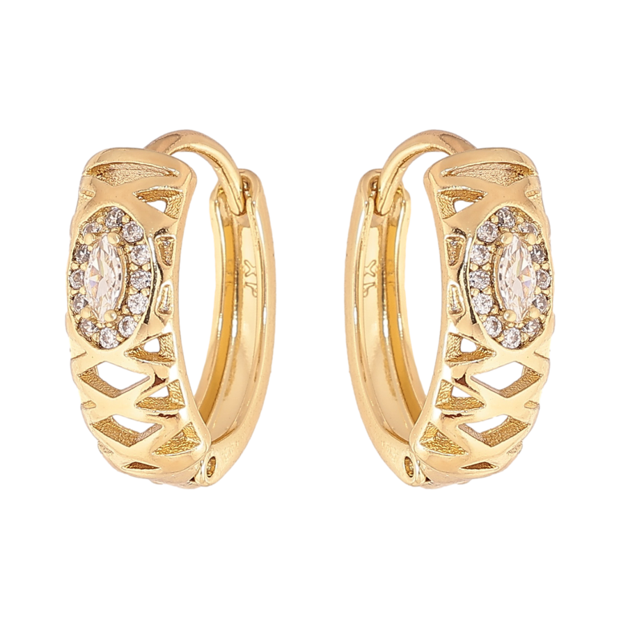 Сережки Xuping колір Позолота 14K колечка "Візерунок з кристалами" фото №1