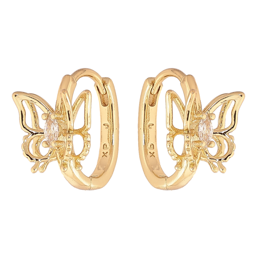 Сережки Xuping колір Позолота 14K колечка "Метелики" фото №1 Сережки Xuping колір Позолота 14K колечка "Метелики" фото №1