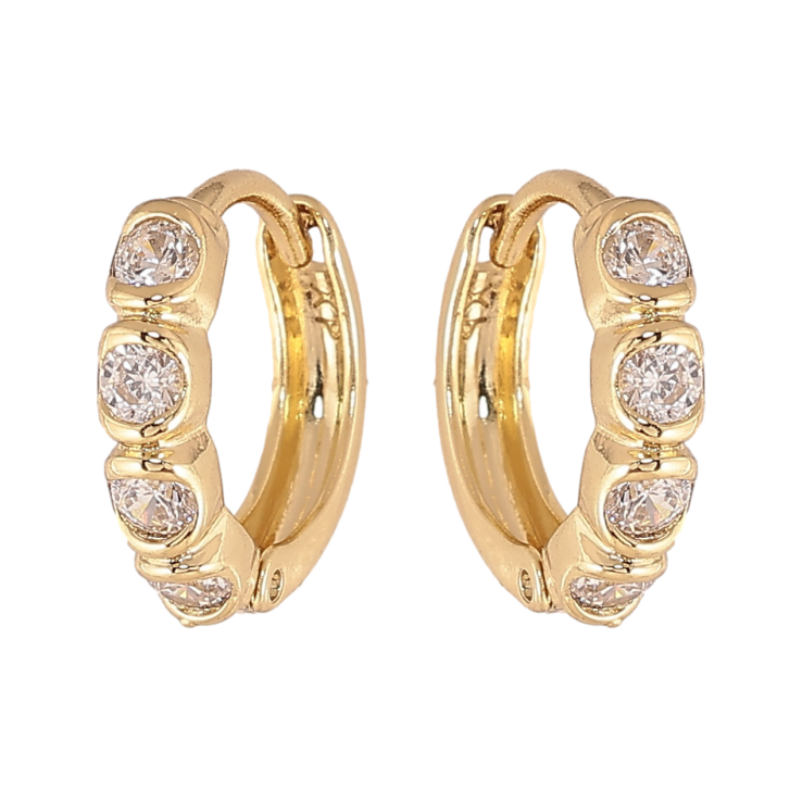 Сережки Xuping колір Позолота 14K колечка "Візерунок з кристалами" фото №3 Сережки Xuping колір Позолота 14K колечка "Візерунок з кристалами" фото №3