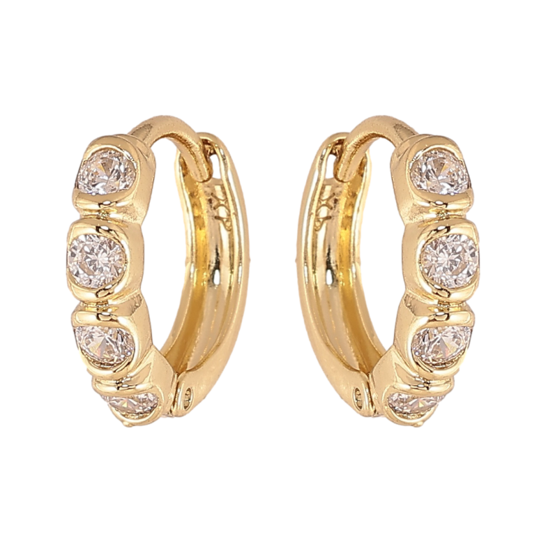 Сережки Xuping колір Позолота 14K колечка "Візерунок з кристалами" фото №3