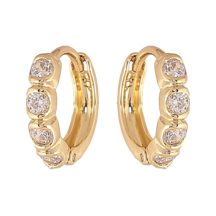 Сережки Xuping колір Позолота 14K колечка "Візерунок з кристалами" фото №1