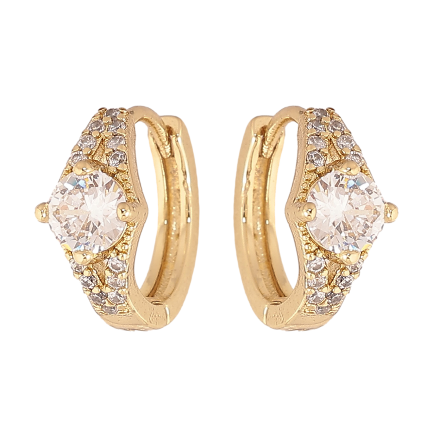 Сережки Xuping колір Позолота 14K колечка "Візерунок з кристалами" фото №1