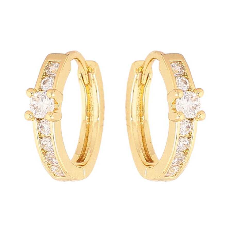 Сережки Xuping колір Позолота 14K колечка "Візерунок з кристалами" фото №1 Сережки Xuping колір Позолота 14K колечка "Візерунок з кристалами" фото №1
