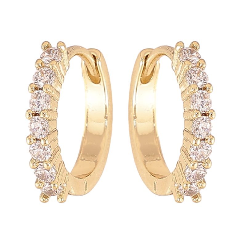 Сережки Xuping колір Позолота 14K колечка "Доріжки кристалів" фото №1