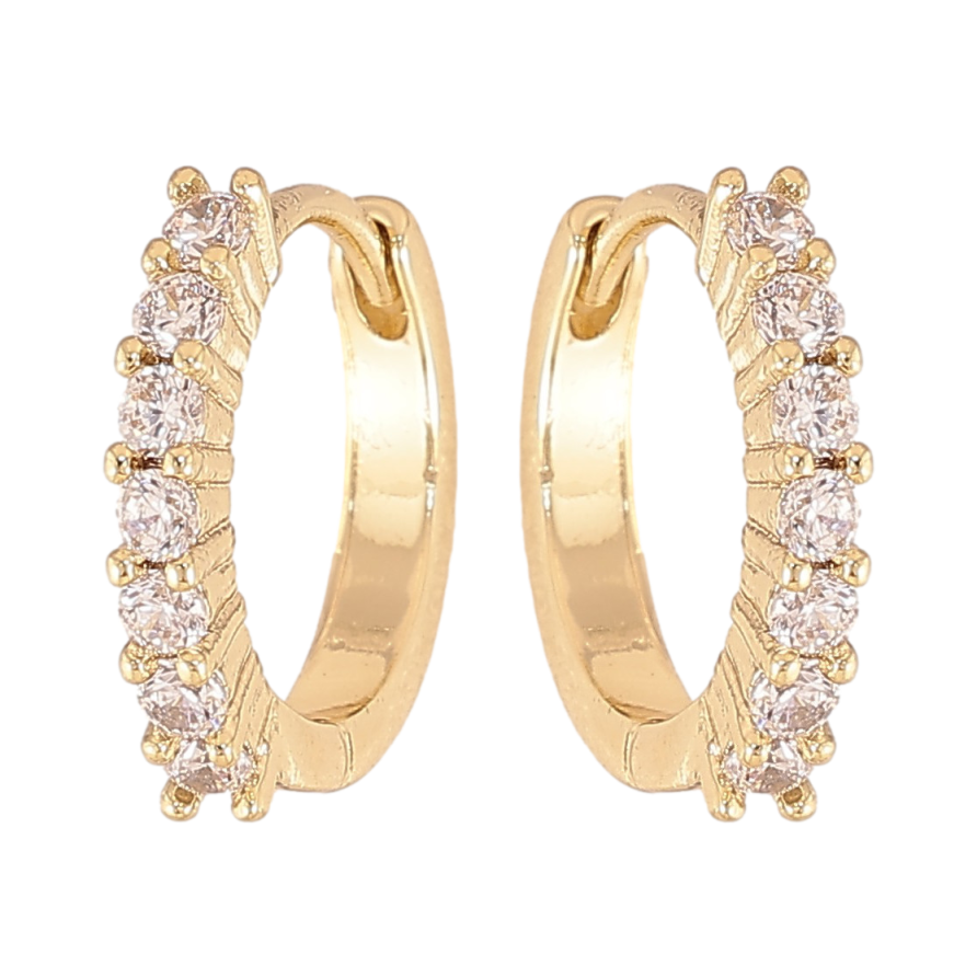 Серьги Xuping цвет Позолота 14K колечки "Дорожки кристаллов" фото №1