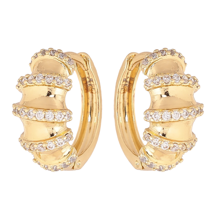 Сережки Xuping колір Позолота 14K колечка "Візерунок з кристалами" фото №15 Сережки Xuping колір Позолота 14K колечка "Візерунок з кристалами" фото №15