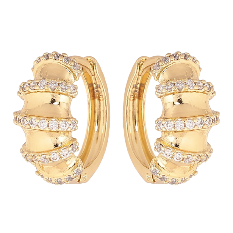 Сережки Xuping колір Позолота 14K колечка "Візерунок з кристалами" фото №14