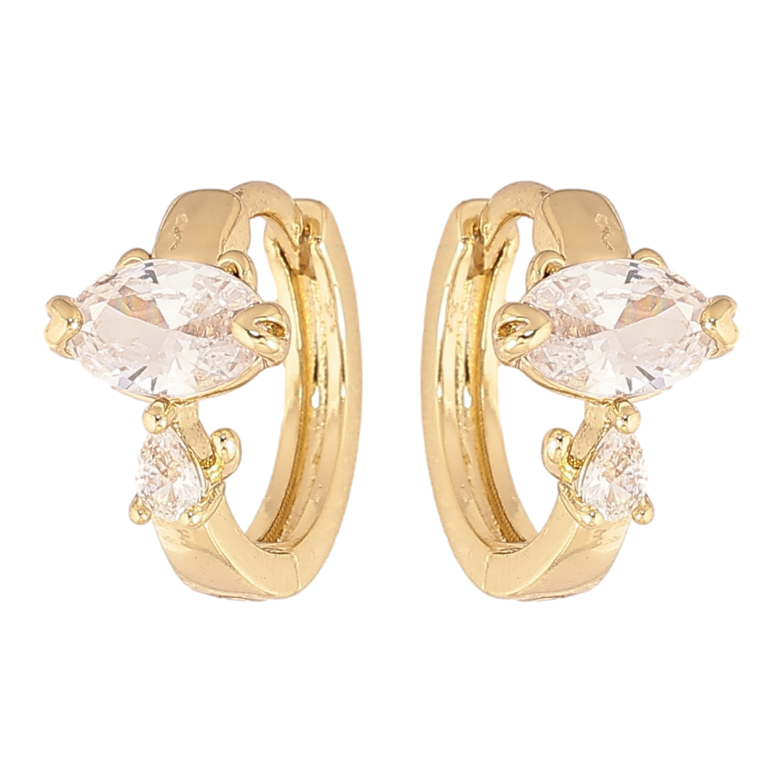 Сережки Xuping колір Позолота 14K колечка "Візерунок з кристалами" фото №3