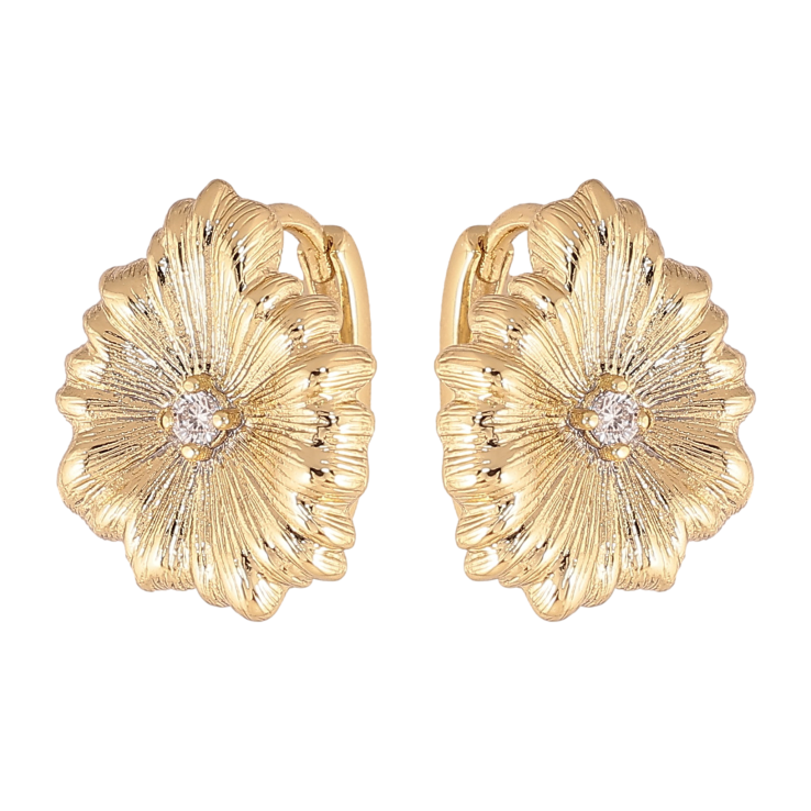 Сережки Xuping колір Позолота 14K колечка "Декоративні квіточки" фото №11 Сережки Xuping колір Позолота 14K колечка "Декоративні квіточки" фото №11