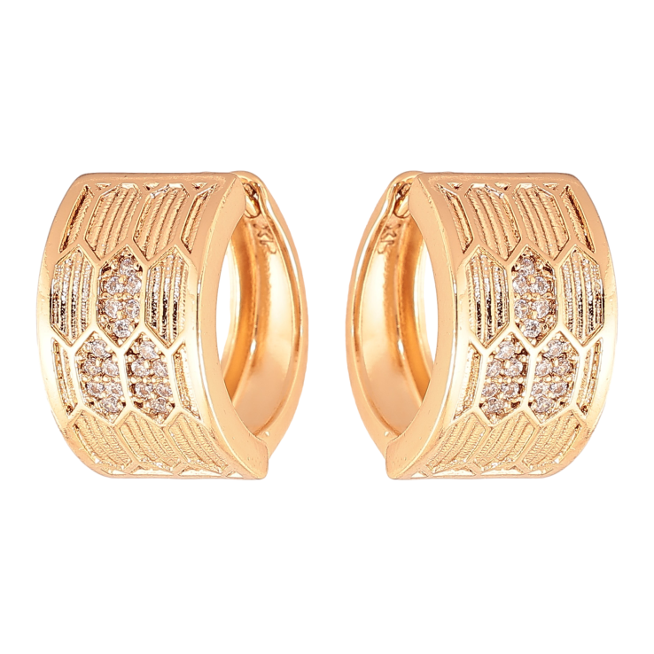 Серьги Xuping цвет Позолота 18K колечки "Узор с кристаллами" фото №8 Серьги Xuping цвет Позолота 18K колечки "Узор с кристаллами" фото №8