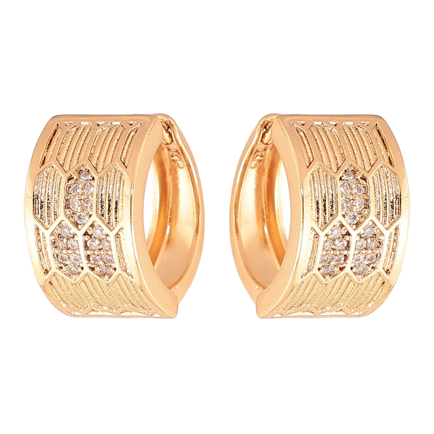 Серьги Xuping цвет Позолота 18K колечки "Узор с кристаллами"  фото №1