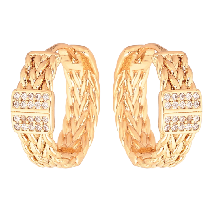 Серьги Xuping цвет Позолота 18K колечки "Декоративный узор с кристаллами" фото №6 Серьги Xuping цвет Позолота 18K колечки "Декоративный узор с кристаллами" фото №6