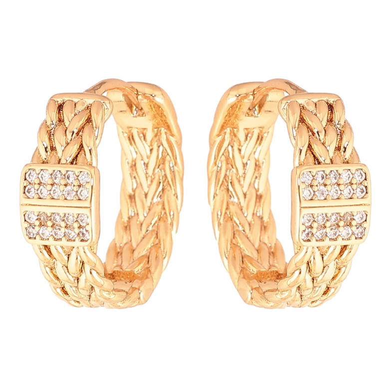 Серьги Xuping цвет Позолота 18K колечки "Декоративный узор с кристаллами" фото №1 Серьги Xuping цвет Позолота 18K колечки "Декоративный узор с кристаллами" фото №1