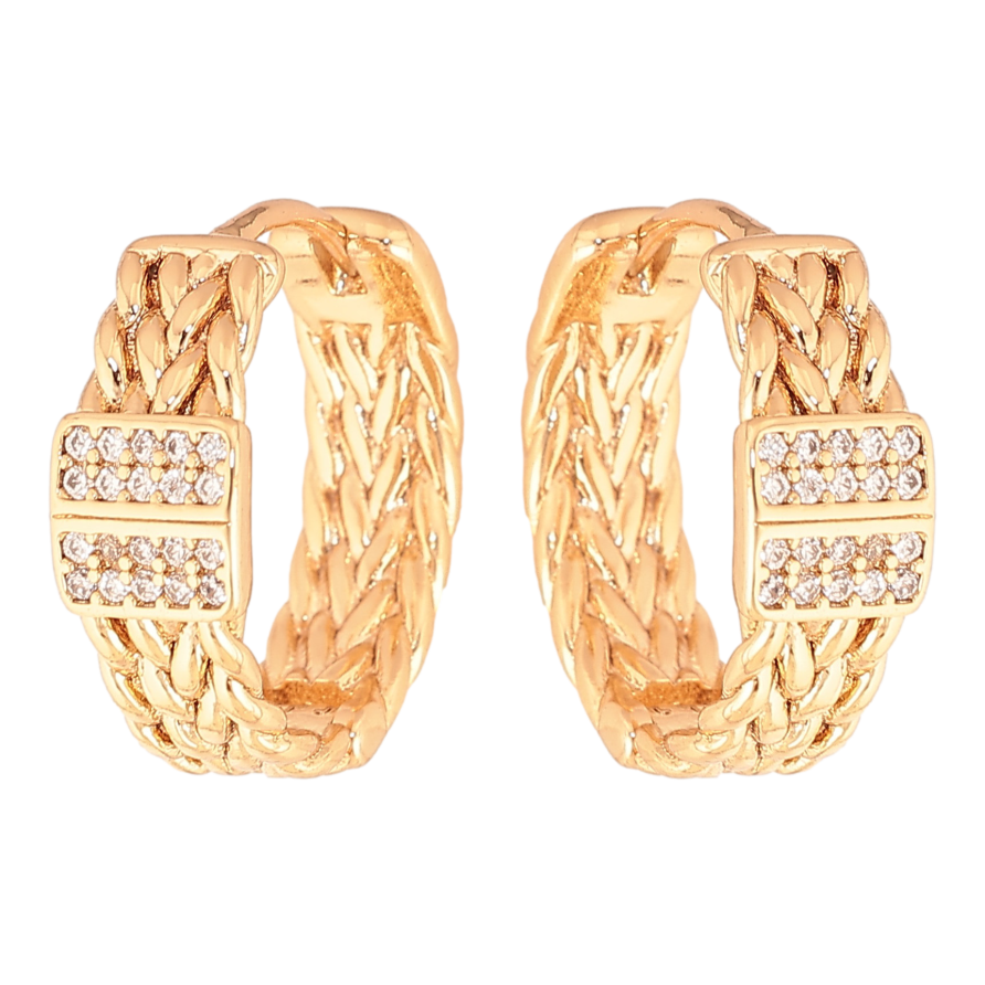 Серьги Xuping цвет Позолота 18K колечки "Декоративный узор с кристаллами" фото №1 Серьги Xuping цвет Позолота 18K колечки "Декоративный узор с кристаллами" фото №1