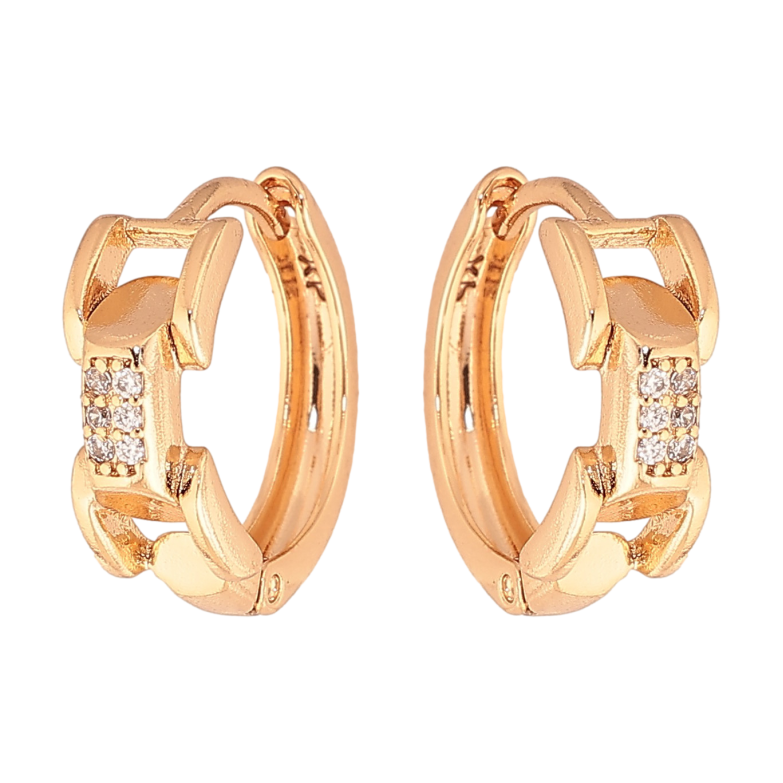 Сережки Xuping колір Позолота 18K колечка "Візерунок з кристалами" фото №4 Сережки Xuping колір Позолота 18K колечка "Візерунок з кристалами" фото №4