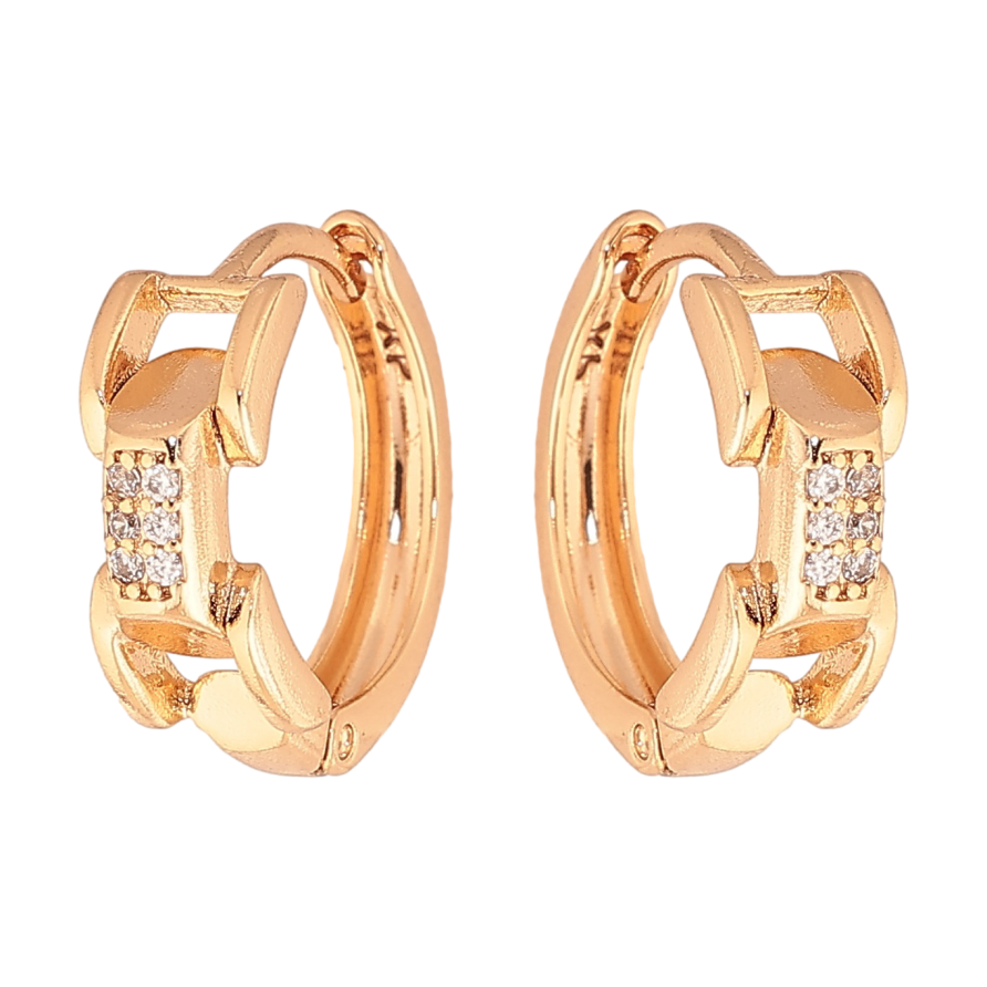 Серьги Xuping цвет Позолота 18K колечки "Узор с кристаллами" фото №1 Серьги Xuping цвет Позолота 18K колечки "Узор с кристаллами" фото №1