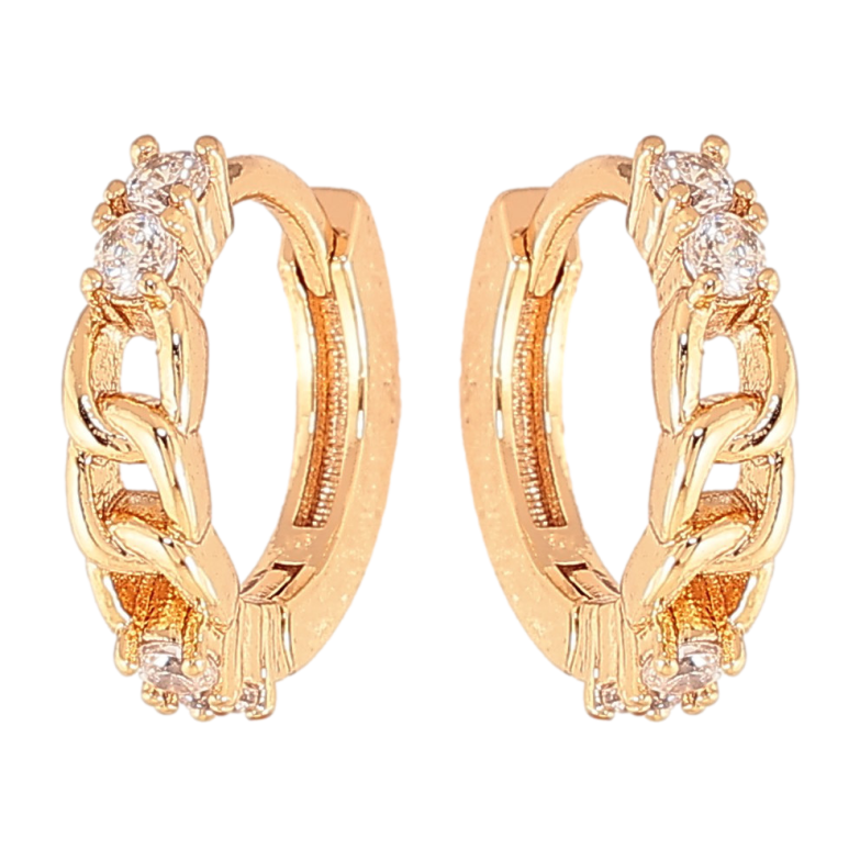 Серьги Xuping цвет Позолота 18K колечки "Узор с кристаллами"  фото №3