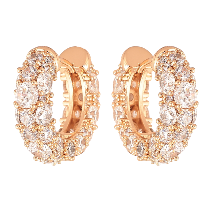 Сережки Xuping колір Позолота 18K колечка "Інкрустація кристалами" фото №4 Сережки Xuping колір Позолота 18K колечка "Інкрустація кристалами" фото №4