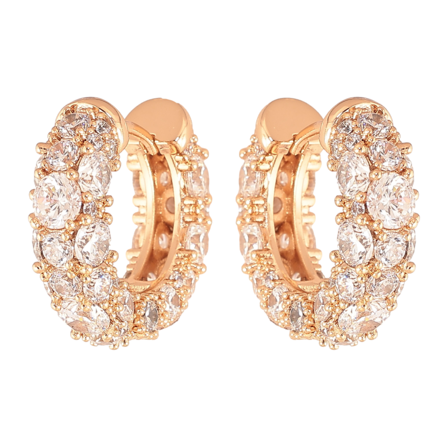 Сережки Xuping колір Позолота 18K колечка "Інкрустація кристалами" фото №1 Сережки Xuping колір Позолота 18K колечка "Інкрустація кристалами" фото №1
