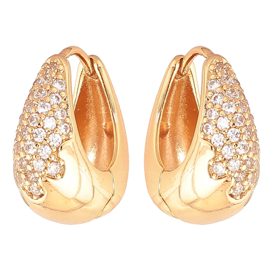 Сережки Xuping колір Позолота 18K колечка "Інкрустація кристалами" фото №1 Сережки Xuping колір Позолота 18K колечка "Інкрустація кристалами" фото №1