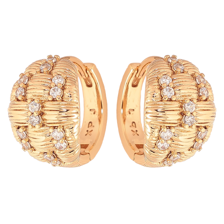Серьги Xuping цвет Позолота 18K колечки "Узор с кристаллами" фото №3 Серьги Xuping цвет Позолота 18K колечки "Узор с кристаллами" фото №3