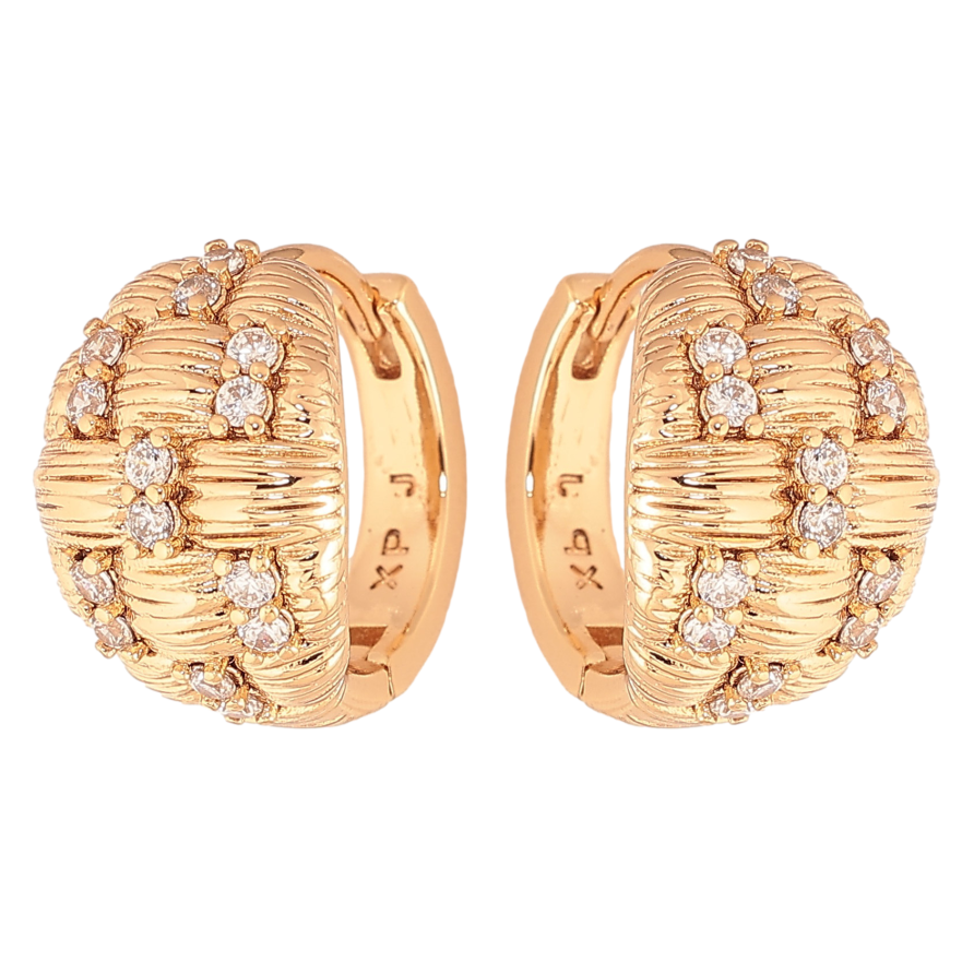 Серьги Xuping цвет Позолота 18K колечки "Узор с кристаллами" фото №1 Серьги Xuping цвет Позолота 18K колечки "Узор с кристаллами" фото №1