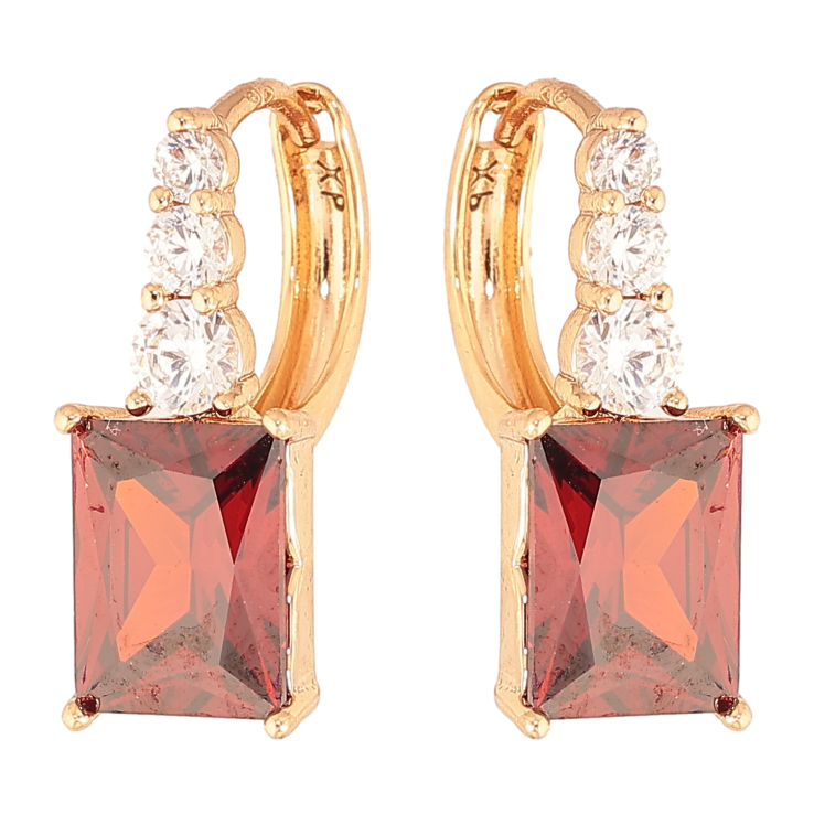 Серьги Xuping цвет Позолота 18K колечки "Узор с красными кристаллами" фото №4 Серьги Xuping цвет Позолота 18K колечки "Узор с красными кристаллами" фото №4