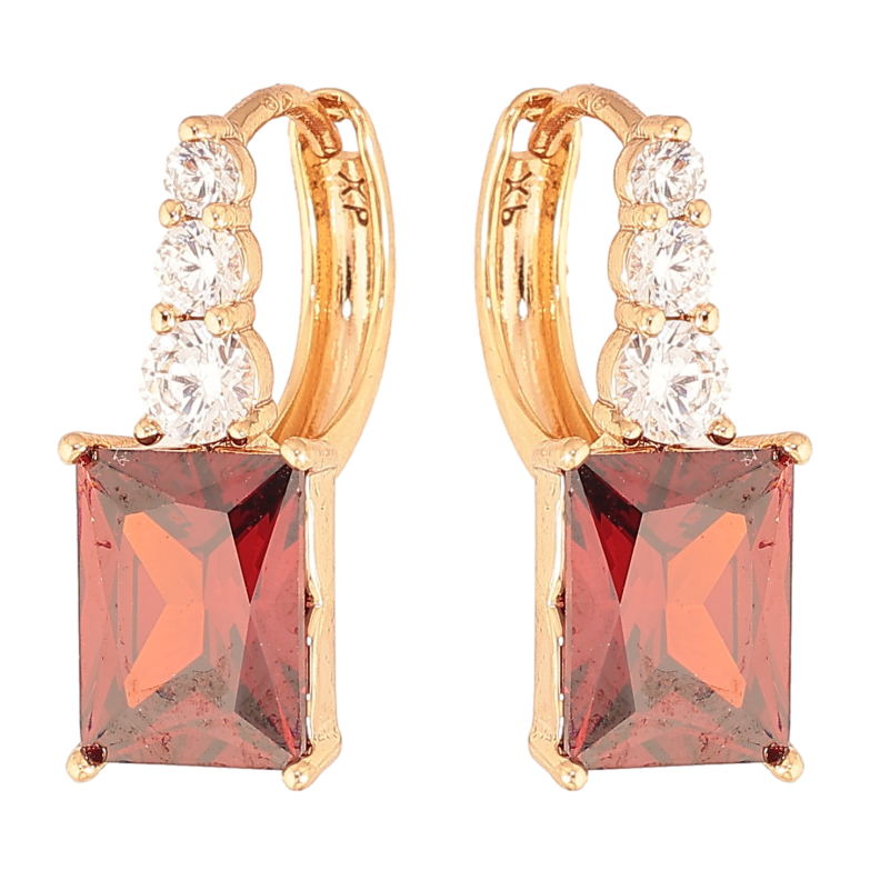Серьги Xuping цвет Позолота 18K колечки "Узор с красными кристаллами" фото №1 Серьги Xuping цвет Позолота 18K колечки "Узор с красными кристаллами" фото №1