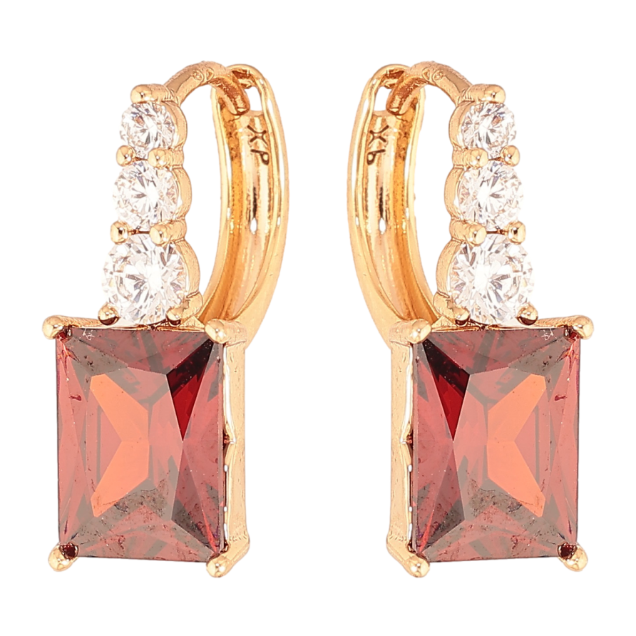 Серьги Xuping цвет Позолота 18K колечки "Узор с красными кристаллами" фото №1 Серьги Xuping цвет Позолота 18K колечки "Узор с красными кристаллами" фото №1