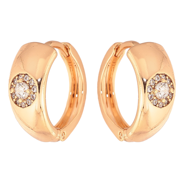 Сережки Xuping колір Позолота 18K колечка "Візерунок з кристалами" фото №1 Сережки Xuping колір Позолота 18K колечка "Візерунок з кристалами" фото №1