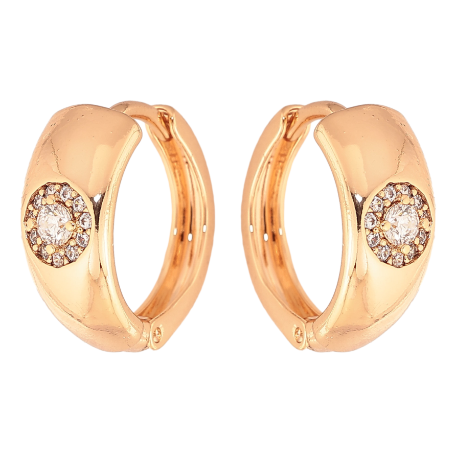 Серьги Xuping цвет Позолота 18K колечки "Узор с кристаллами" фото №1 Серьги Xuping цвет Позолота 18K колечки "Узор с кристаллами" фото №1