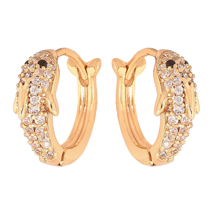 Серьги Xuping цвет Позолота 18K колечки "Дельфины с инкрустацией кристаллами" фото №6 Серьги Xuping цвет Позолота 18K колечки "Дельфины с инкрустацией кристаллами" фото №6
